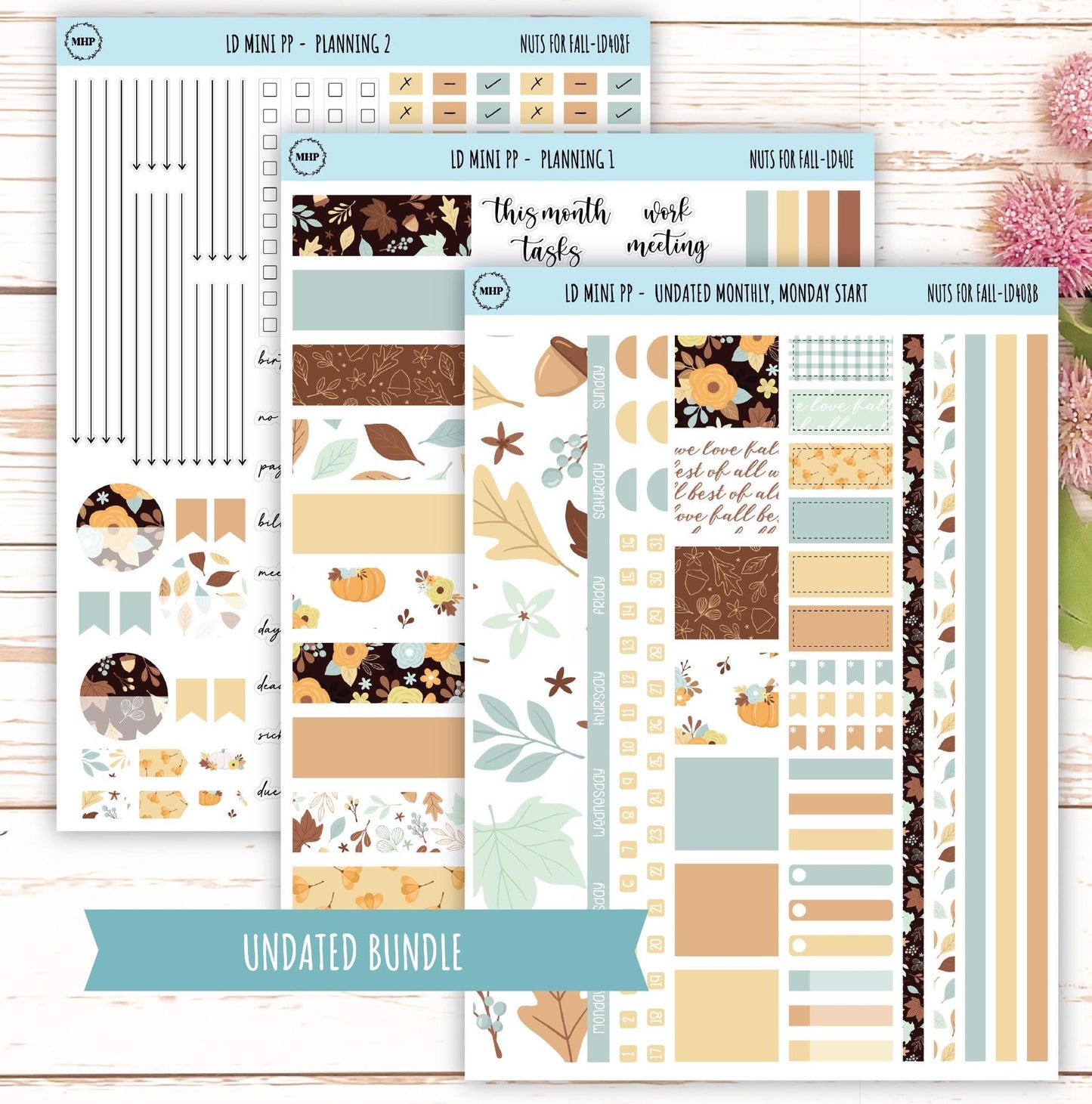 OCTOBER Stickers for LD Mini Project Planner "Nuts for Fall" || LD408NF