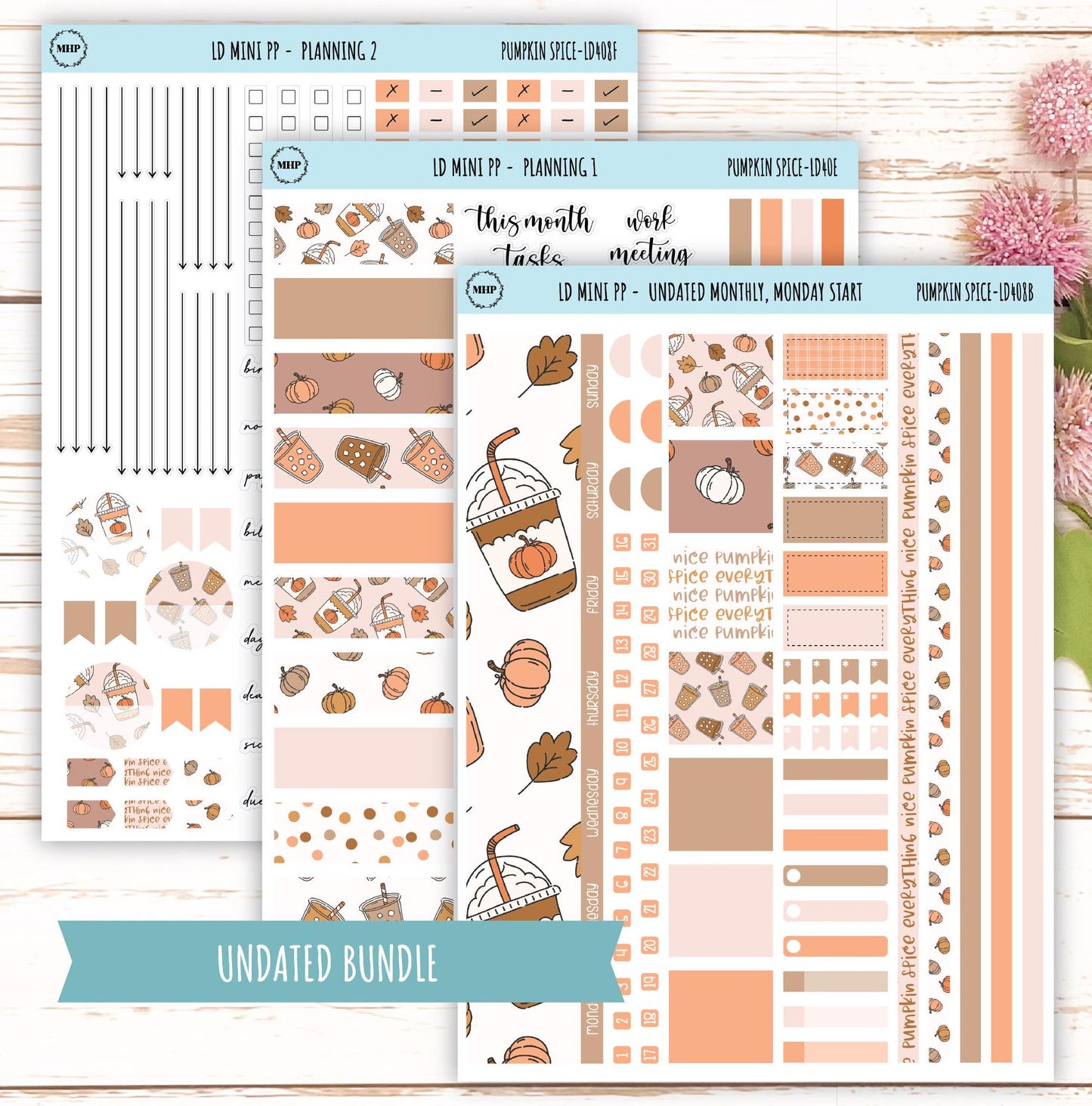 NOVEMBER Stickers for LD Mini Project Planner "Pumpkin Spice" || LD408PS