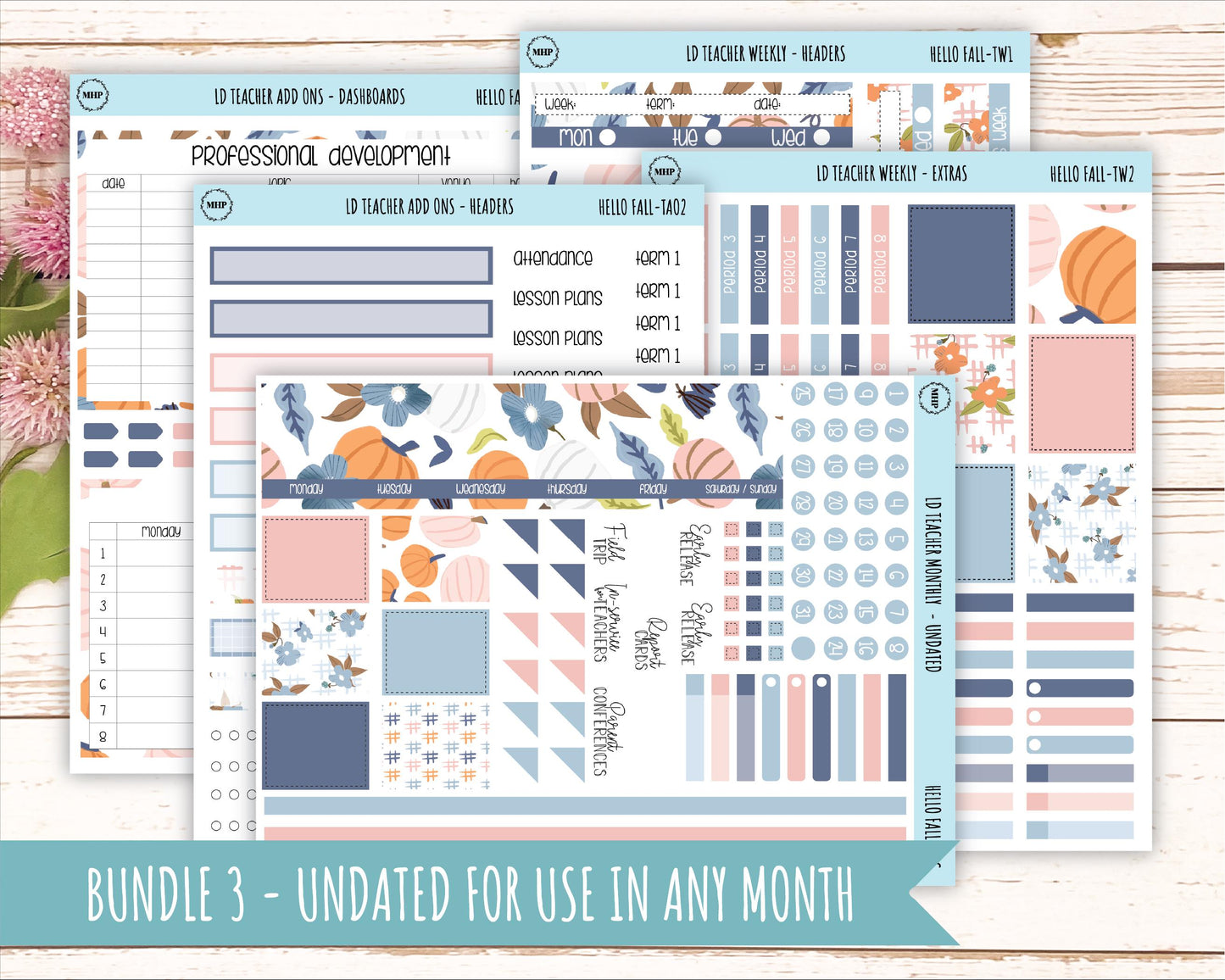 NOVEMBER Stickers for Laurel Denise Teacher Planners. "Hello Fall" || THF