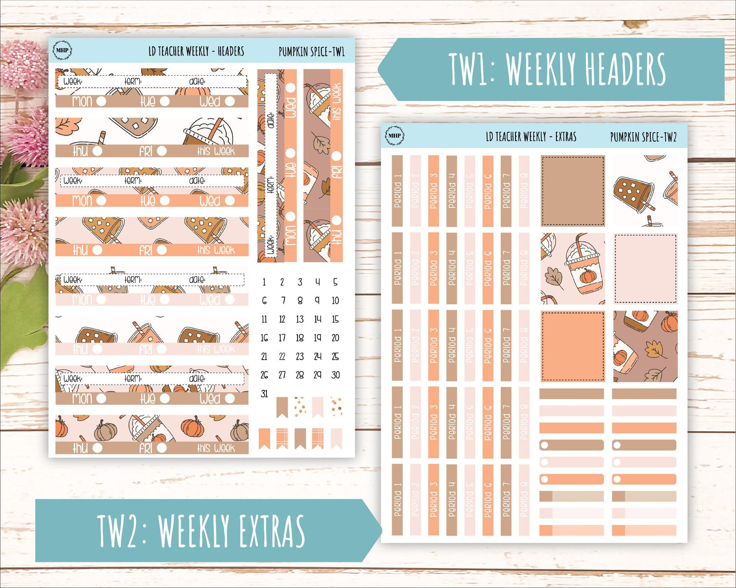 NOVEMBER Stickers for Laurel Denise Teacher Planners. "Pumpkin Spice" || TPS