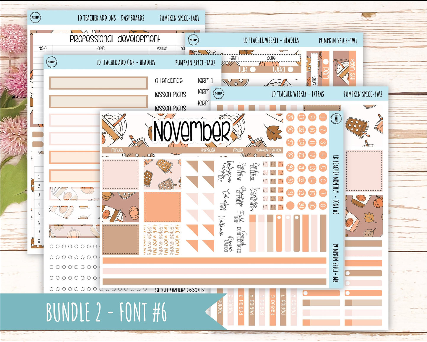 NOVEMBER Stickers for Laurel Denise Teacher Planners. "Pumpkin Spice" || TPS