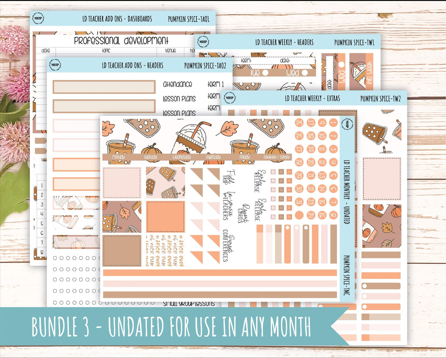 NOVEMBER Stickers for Laurel Denise Teacher Planners. "Pumpkin Spice" || TPS