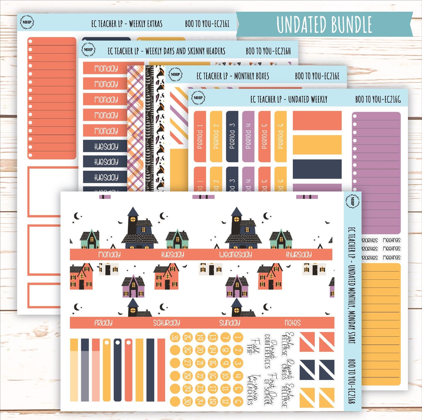 OCTOBER Stickers for EC Teacher Lesson Planner. "Boo to You" || EC216BY