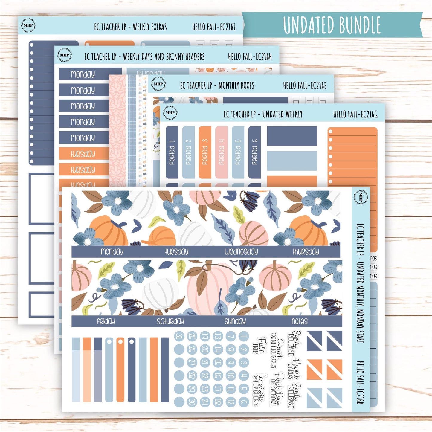 NOVEMBER Stickers for EC Teacher Lesson Planner. "Hello Fall" || EC216HF