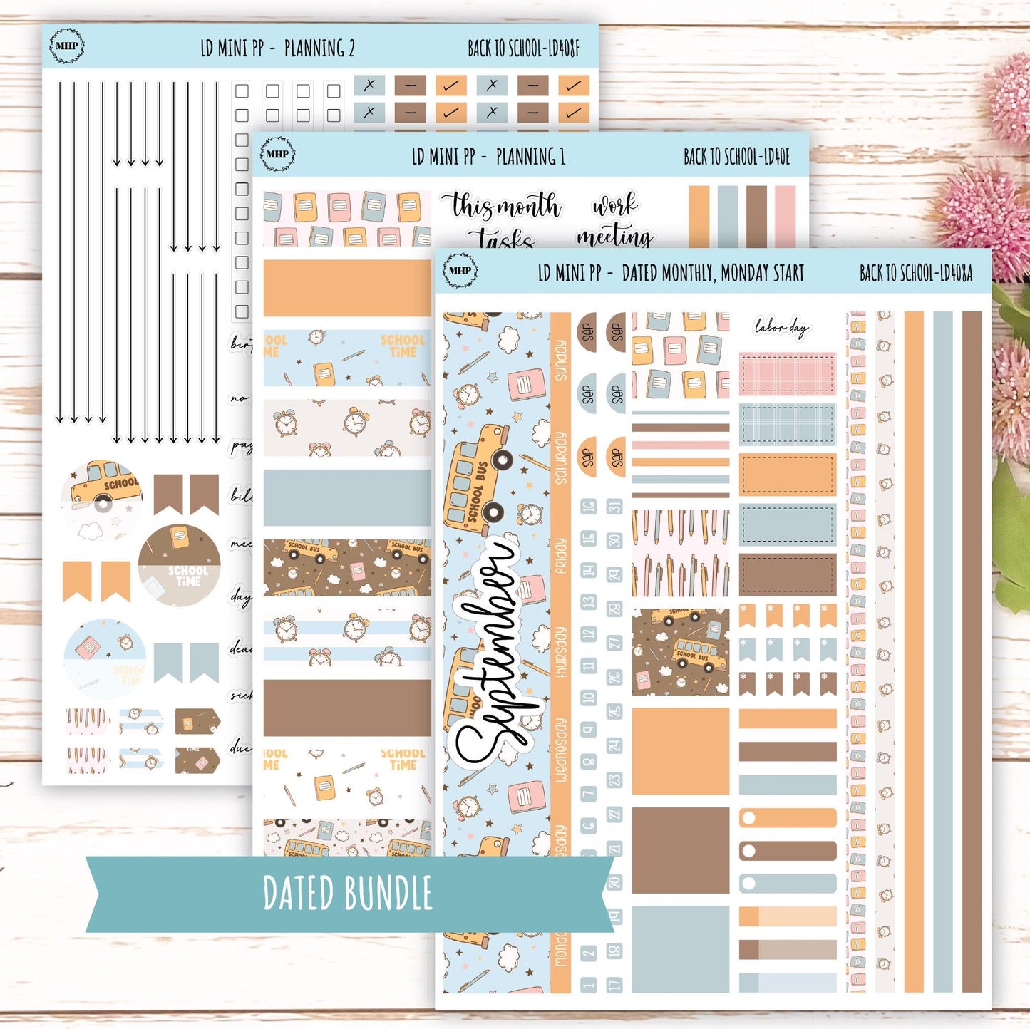 SEPTEMBER Stickers for LD Mini Project Planner "Back to School" || LD408BTS