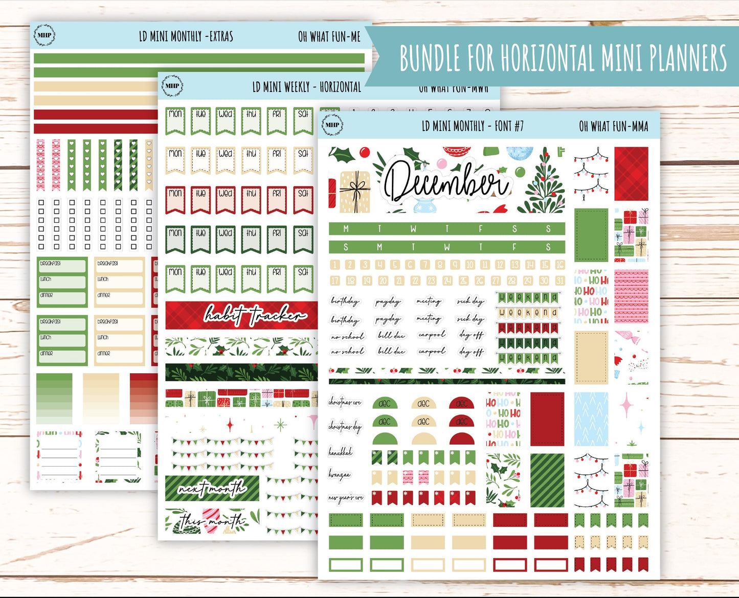 DECEMBER Stickers for MINI Laurel Denise Planners "Oh What Fun" || MOWF
