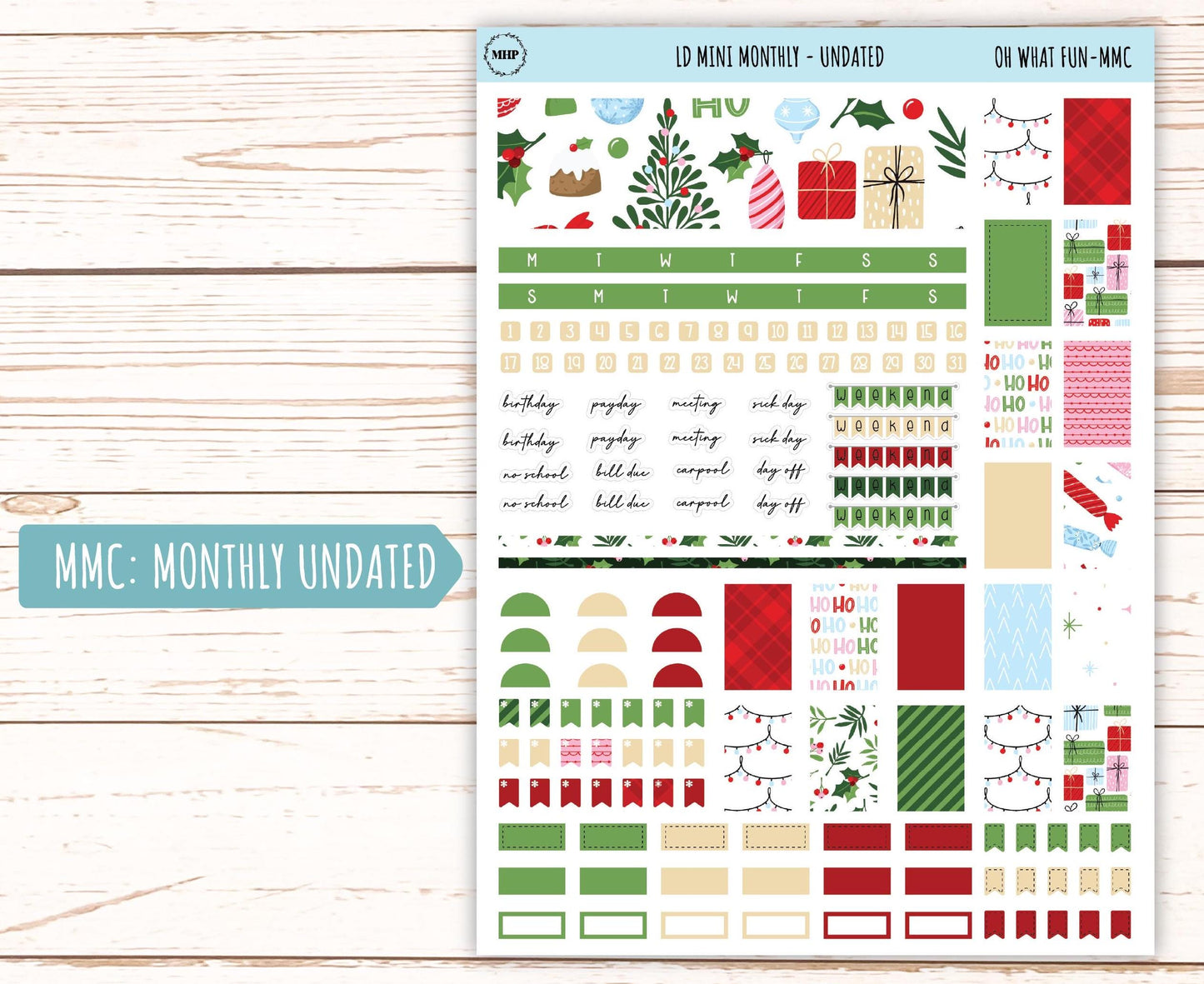 DECEMBER Stickers for MINI Laurel Denise Planners "Oh What Fun" || MOWF