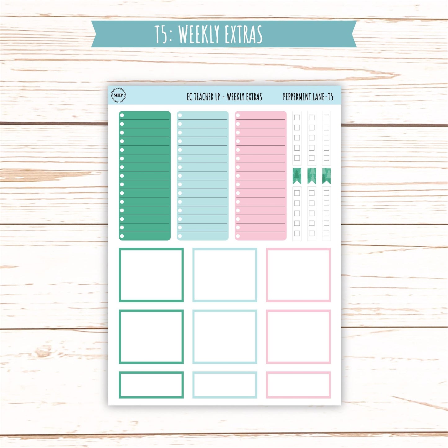 DECEMBER Stickers for Erin Condren Teacher Lesson Planner. "Peppermint Lane" || ECT-PML