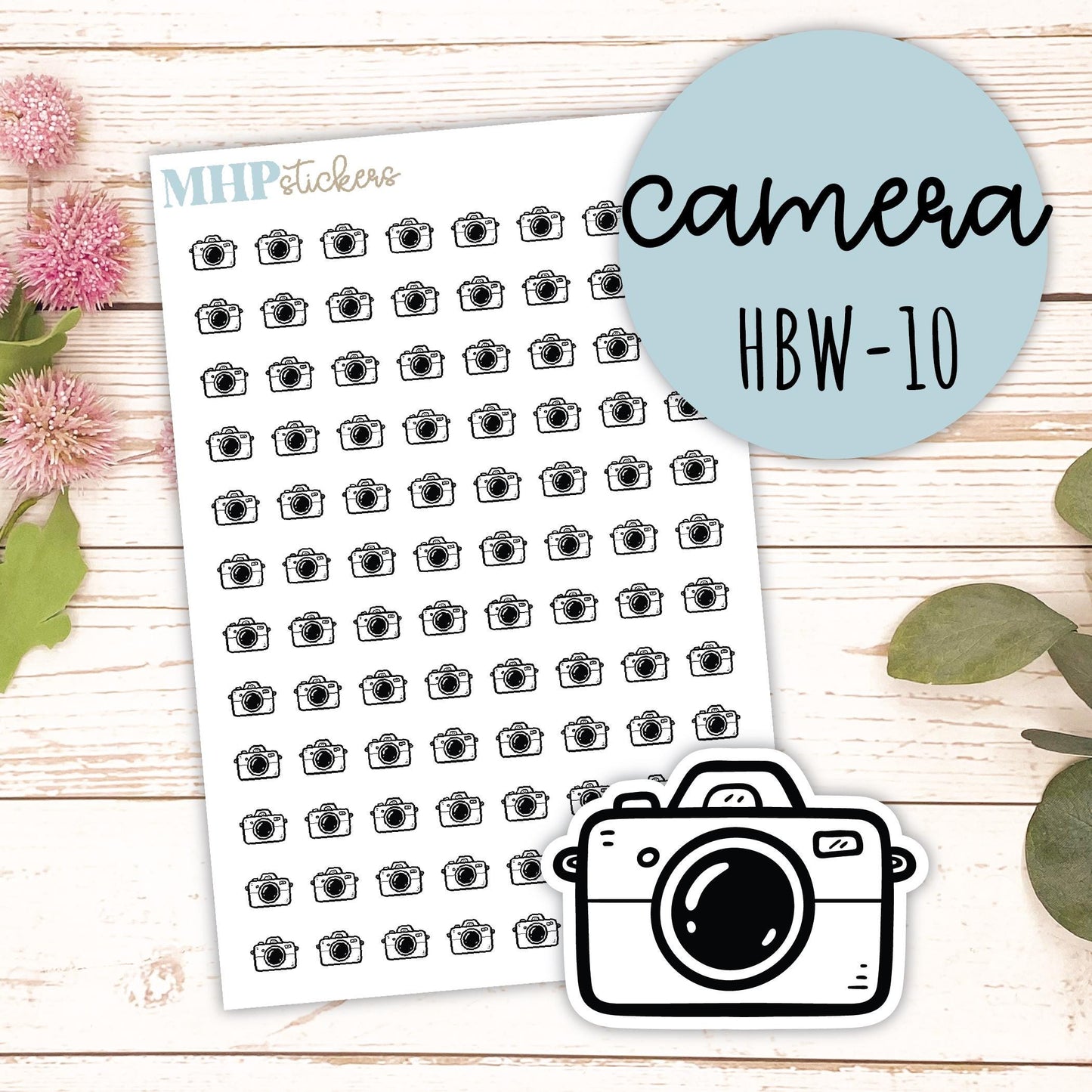 CAMERA - Black & White Icon. Planner Stickers || HBW-10