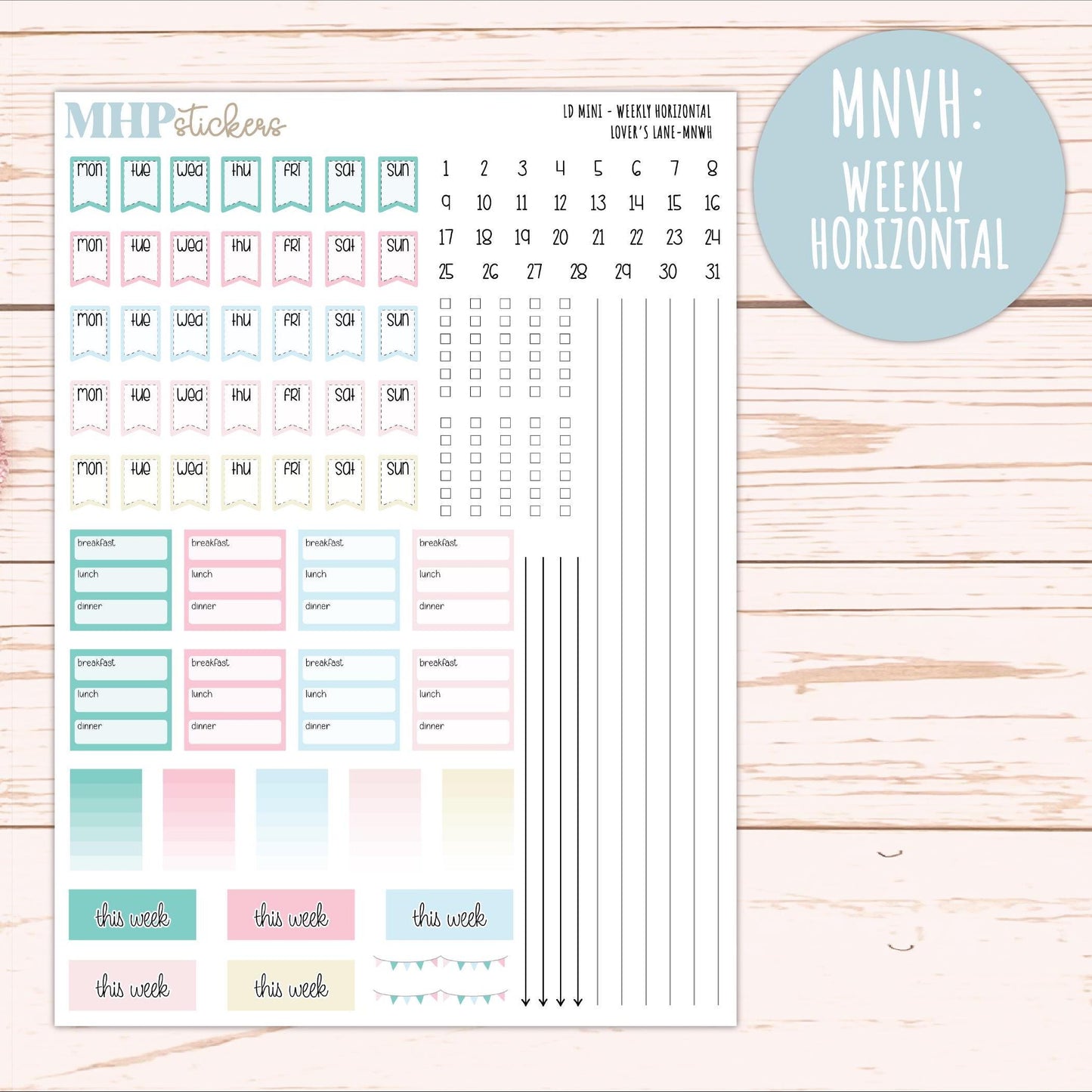 FEBRUARY 2025 Stickers for MINI Laurel Denise Planners "Lover's Lane" || MNLL