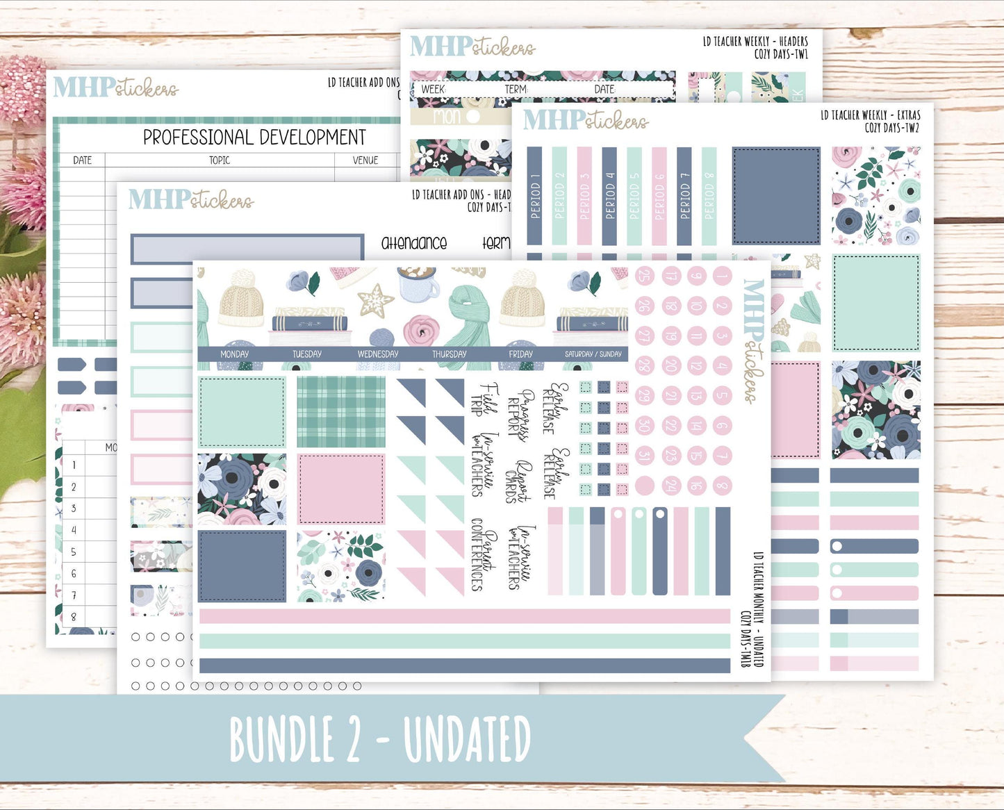 JANUARY Stickers for Laurel Denise Teacher Planners. "Cozy Days" || TCD