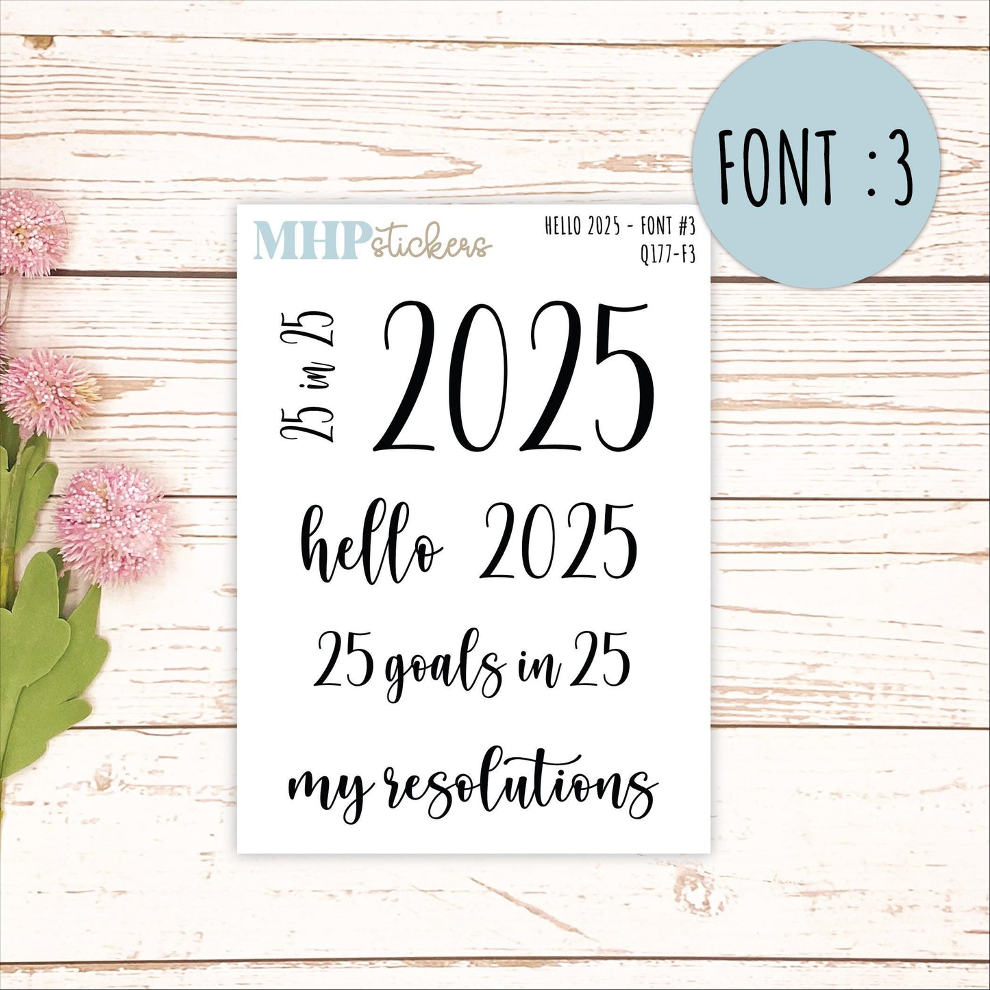 Hello 2025 Stickers. 2025 Goals and Resolution Stickers || Q177
