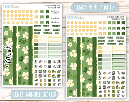MARCH 2025 Monthly Kit Stickers for 7x9 Erin Condren Planners. "St Patrick's Flare" || ECMSPF