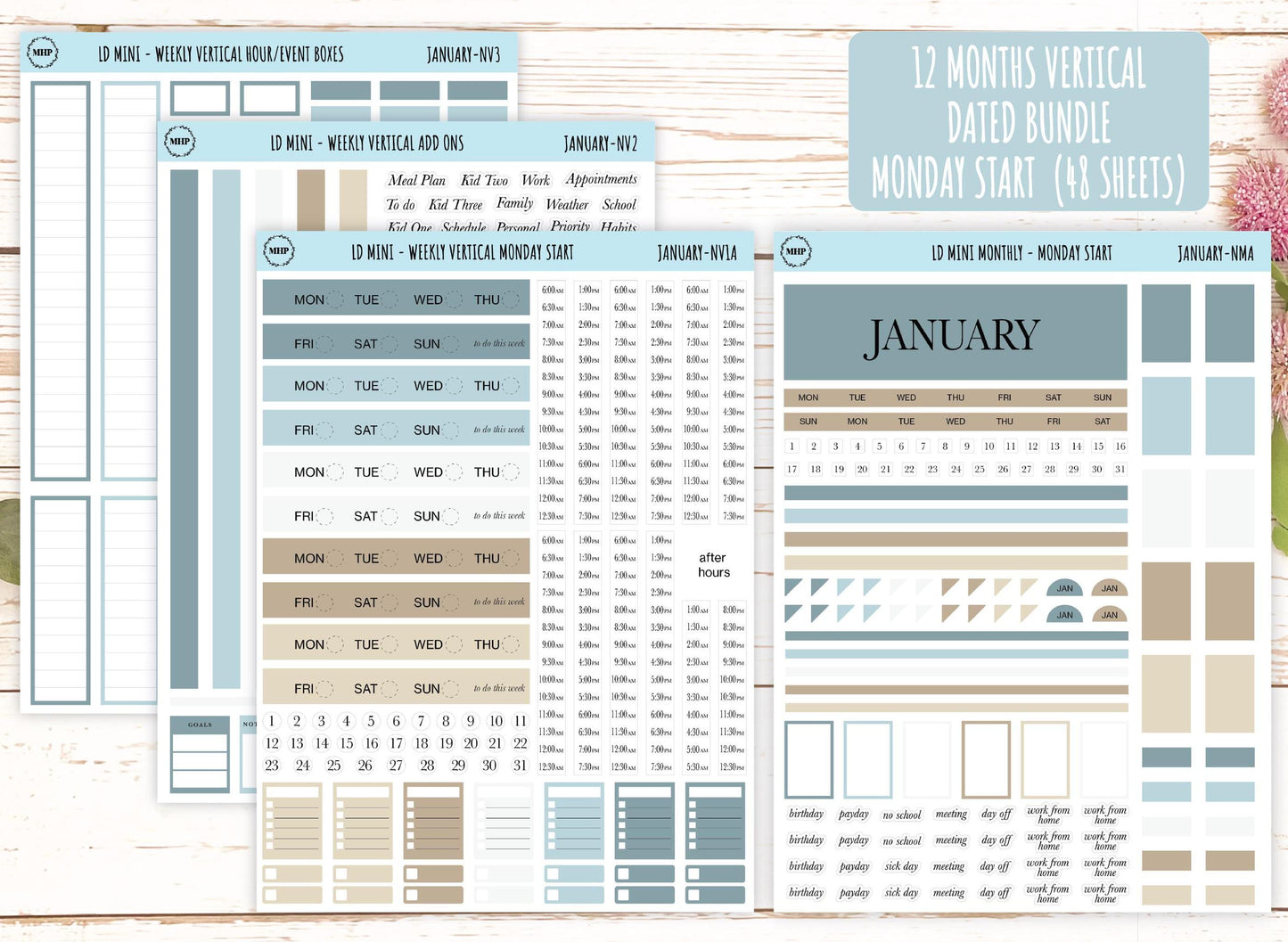 Neutral Color Bundles for MINI Laurel Denise Planners || NMBDLS