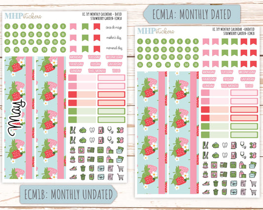 MONTHLY Kit Stickers for 7x9 Erin Condren Planners. 2025 Collection "Strawberry Garden" || ECMSG