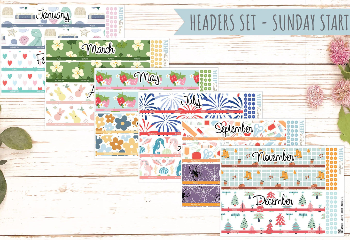 2025 Monthly Headers Set for Laurel Denise PORTRAIT Planner || LD416