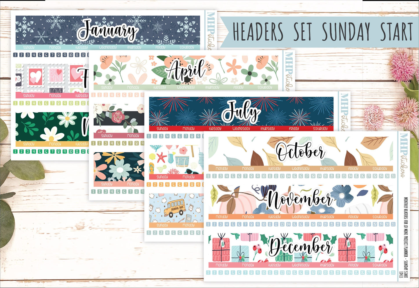 Monthly Headers Set for Laurel Denise MINI PROJECT PLANNER || LD413