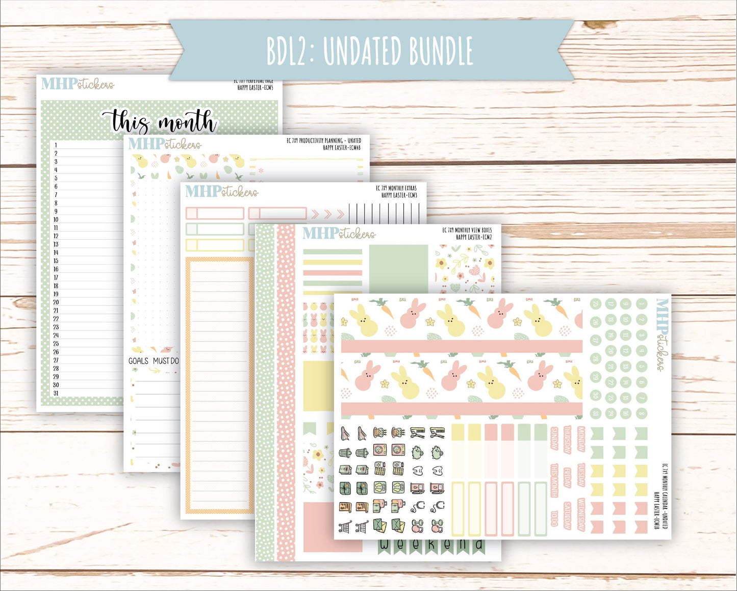 APRIL 2025 Monthly Kit Stickers for 7x9 Erin Condren Planners. "Happy Easter" || ECMHE