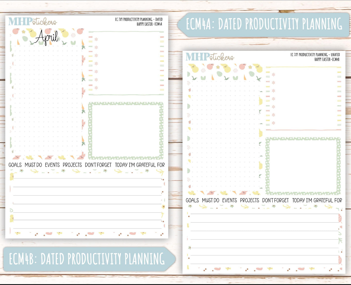 APRIL 2025 Monthly Kit Stickers for 7x9 Erin Condren Planners. "Happy Easter" || ECMHE