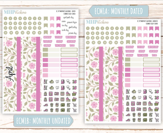 APRIL 2025 Monthly Kit Stickers for 7x9 Erin Condren Planners. "Flower Field" || ECMFF