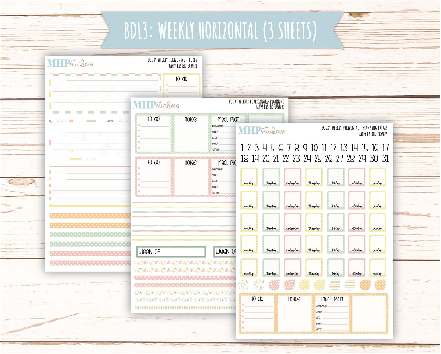 APRIL Weekly Planning Kits for 7x9 Erin Condren Planners. "Happy Easter" || ECWHE
