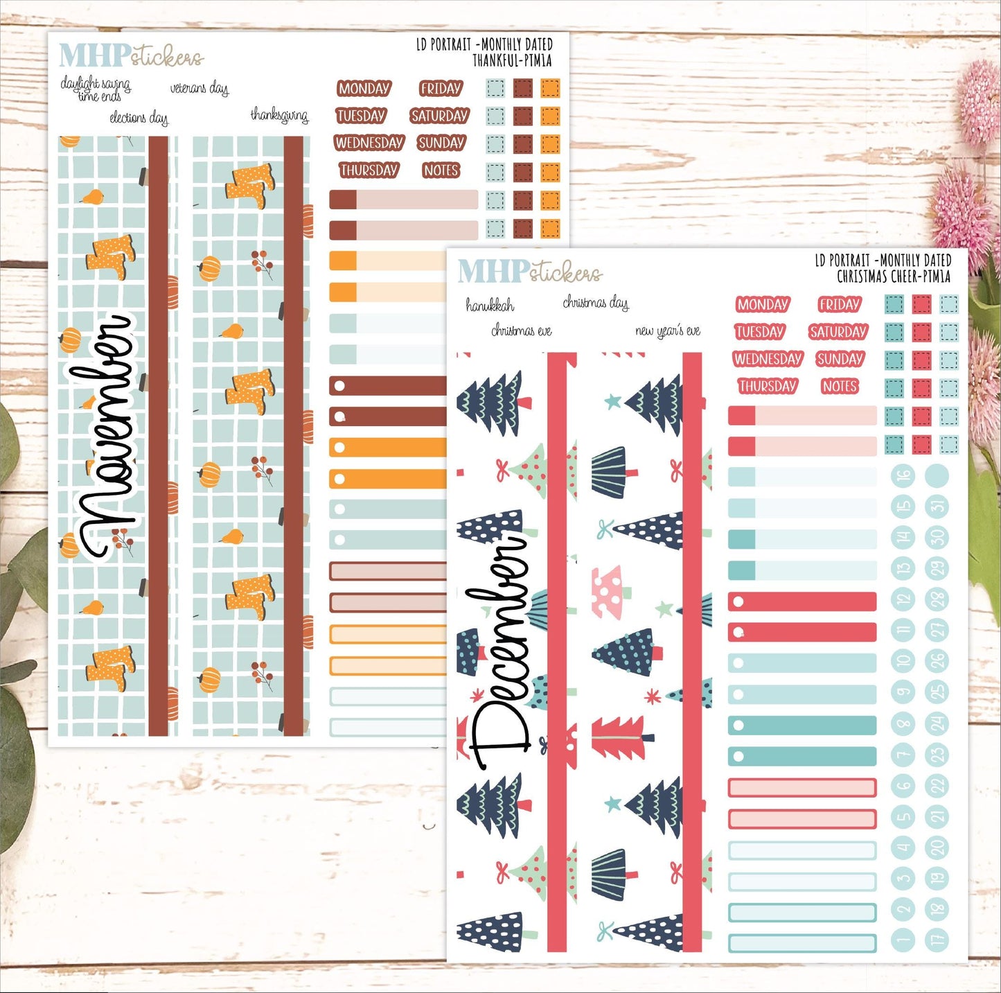 12 Monthly Sheet Set for Laurel Denise PORTRAIT Planner. 2025 Designs || LD417