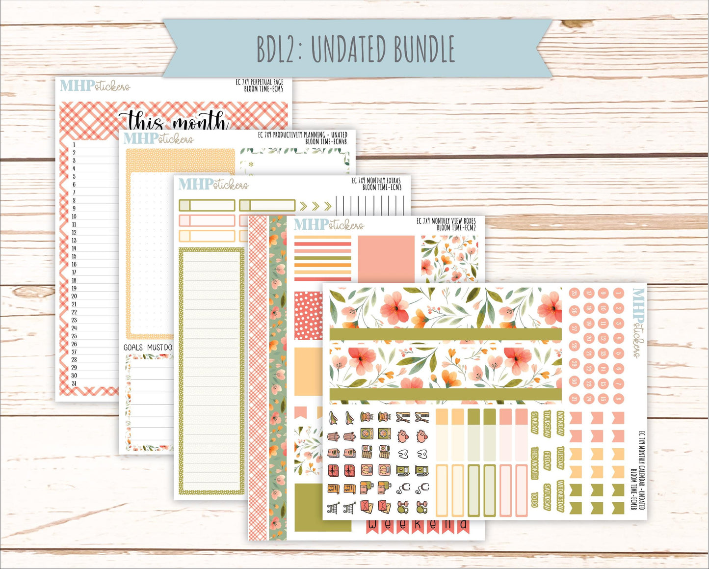JUNE MONTHLY Kit Stickers for 7x9 Erin Condren Planners. 2025 Collection "Bloom Time" || ECMBT