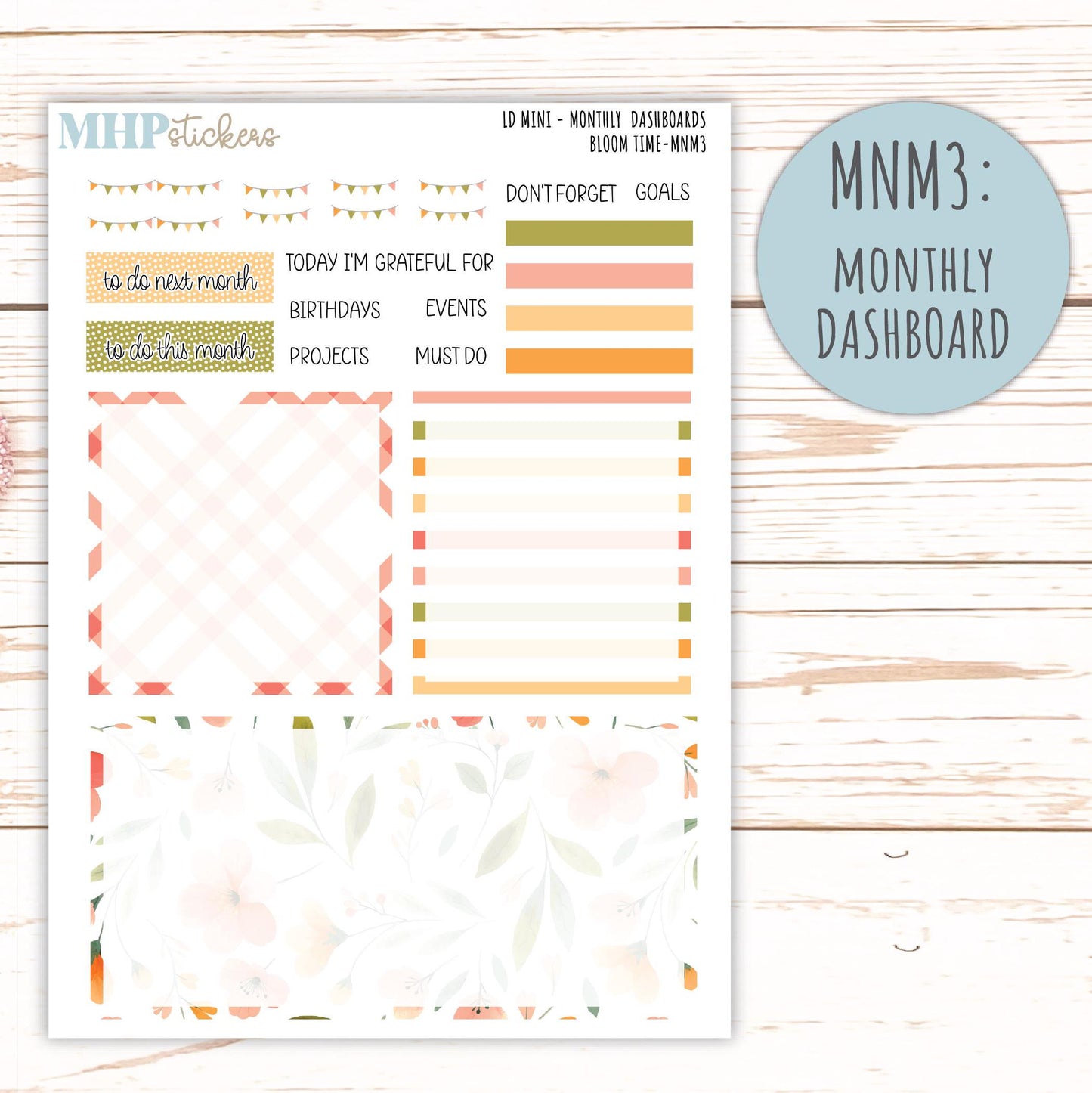 JUNE 2025 Stickers for MINI Laurel Denise Planners "Bloom Time" || MNBT