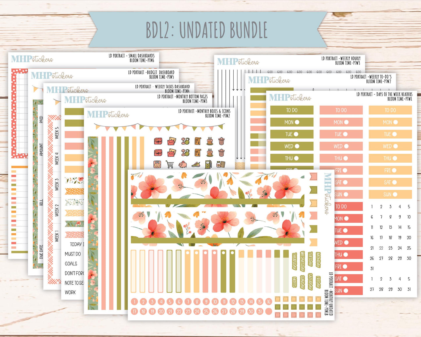 JUNE 2025 Stickers for Laurel Denise Portrait Planners. "Bloom Time" || PTBT