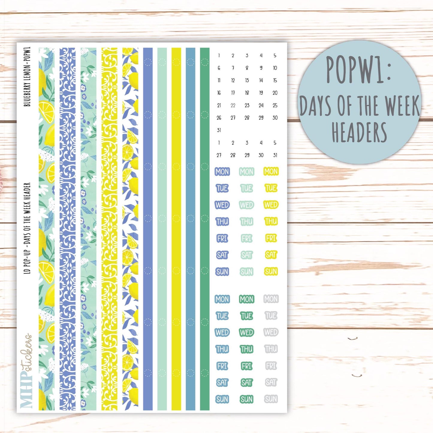 July 2025 Stickers for Laurel Denise POP-UP Planner. "Blueberry Lemon" || POPBL
