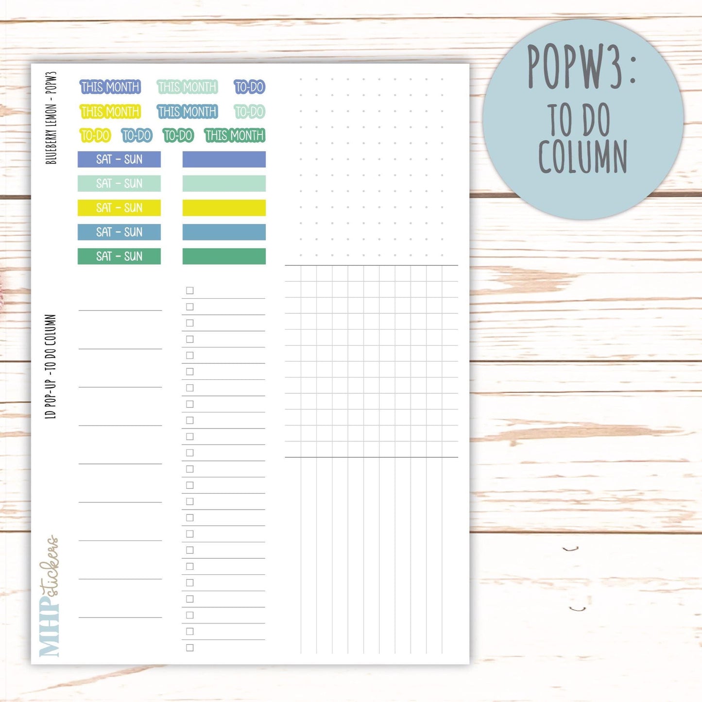 July 2025 Stickers for Laurel Denise POP-UP Planner. "Blueberry Lemon" || POPBL