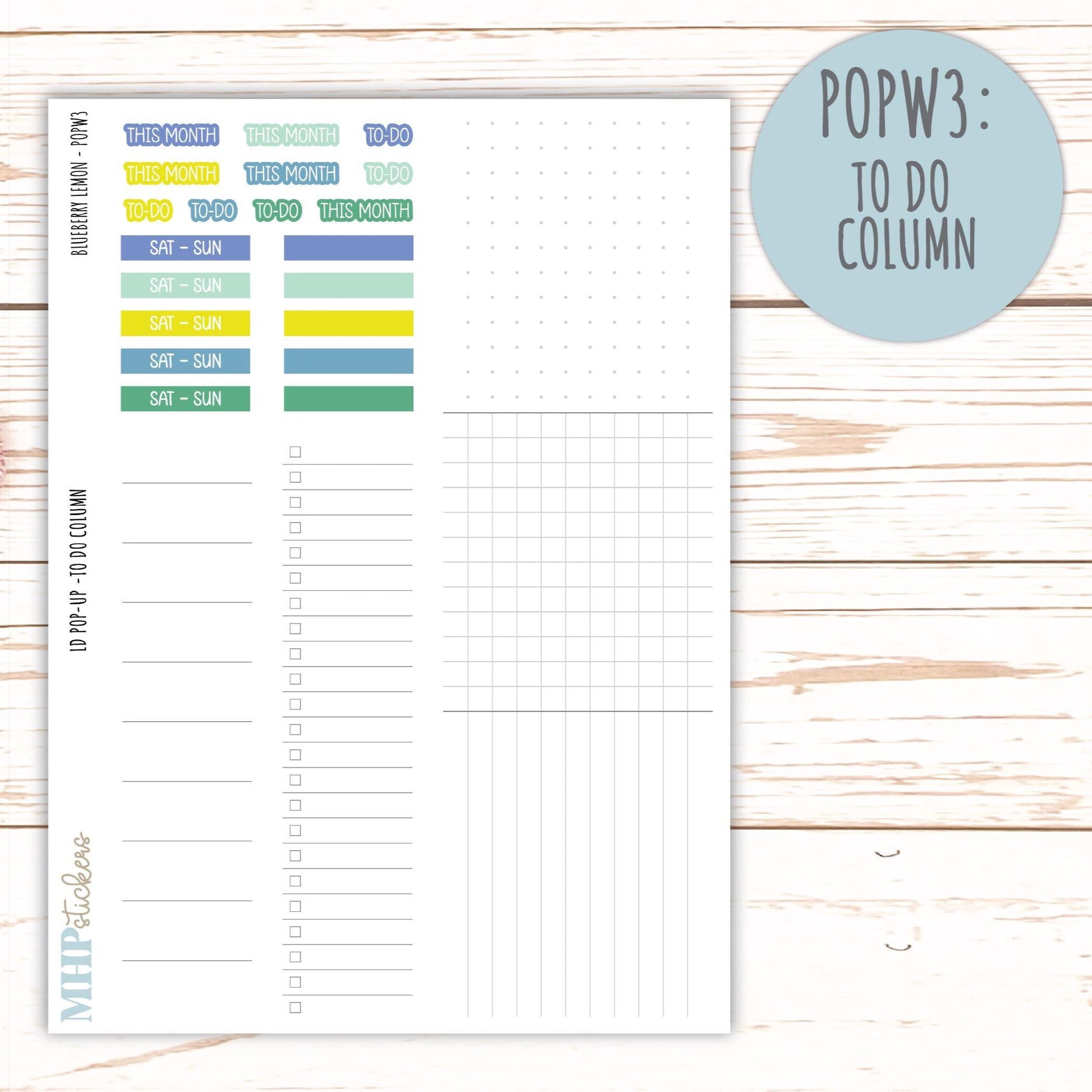 July 2025 Stickers for Laurel Denise POP-UP Planner. "Blueberry Lemon" || POPBL