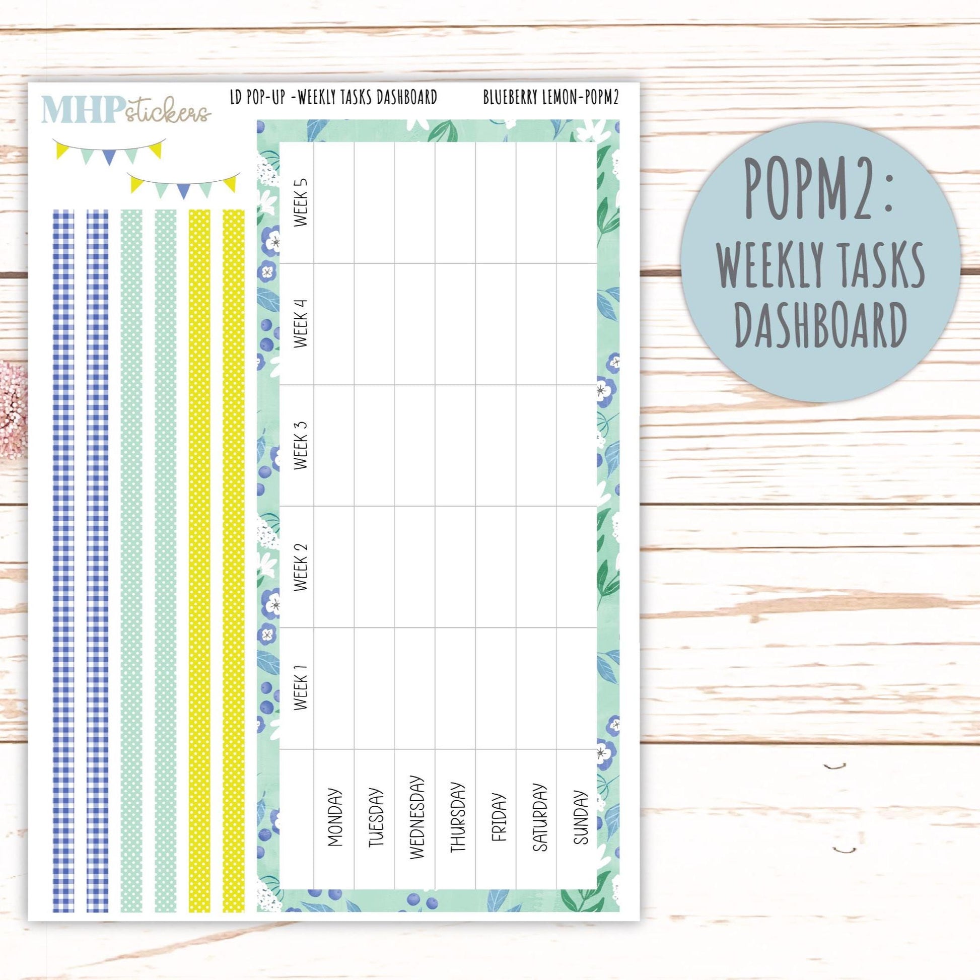 July 2025 Stickers for Laurel Denise POP-UP Planner. "Blueberry Lemon" || POPBL