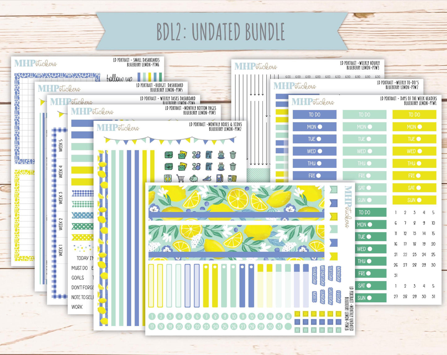 JULY 2025 Stickers for Laurel Denise Portrait Planners. "Blueberry Lemon" || PTBL