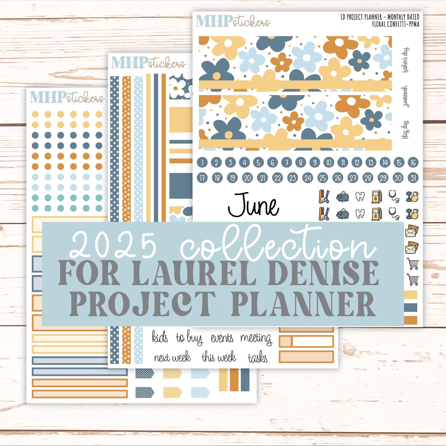 JUNE Stickers for LD Project Planner "Floral Confetti" || PPFC