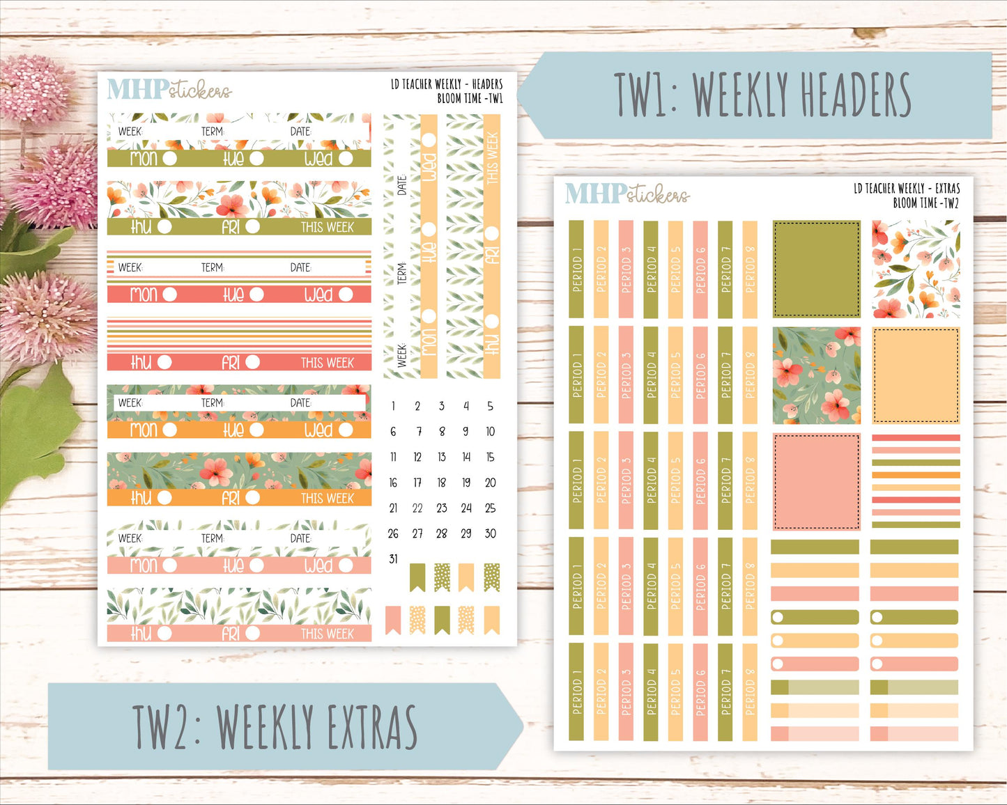 JUNE Stickers for Laurel Denise Teacher Planners. "Bloom Time" || TBT