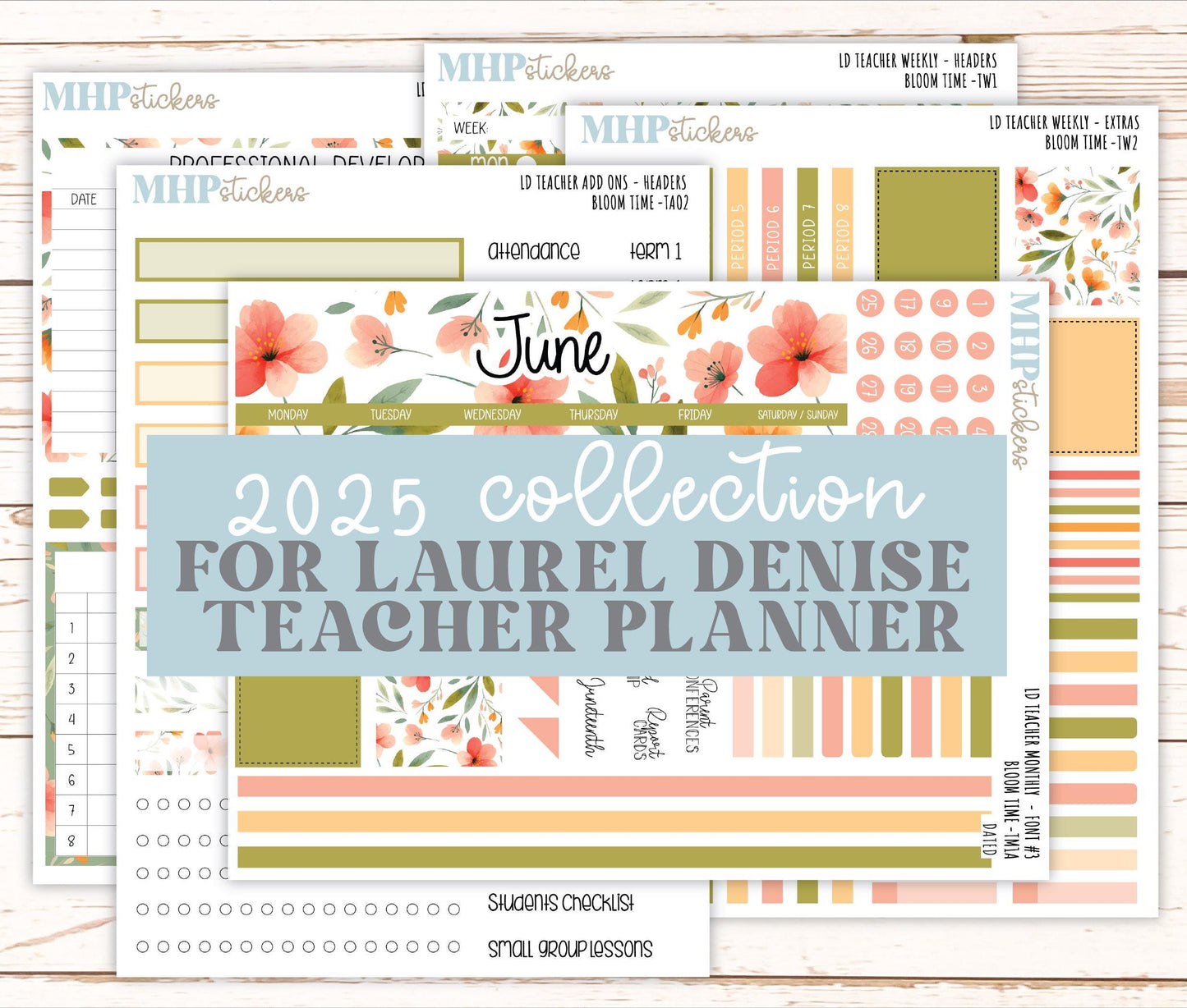 JUNE Stickers for Laurel Denise Teacher Planners. "Bloom Time" || TBT