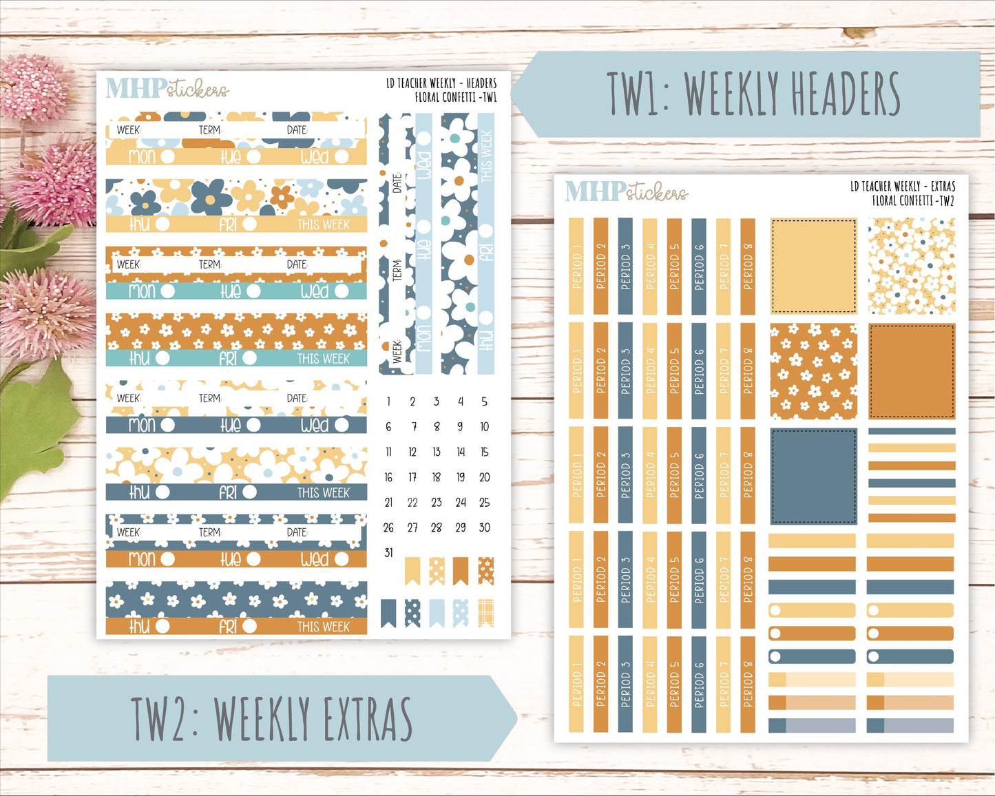 JUNE Stickers for Laurel Denise Teacher Planners. "Floral Confetti" || TFC