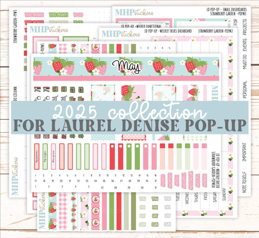 May 2025 Stickers for Laurel Denise POP-UP Planner. "Strawberry Garden" || POPSG