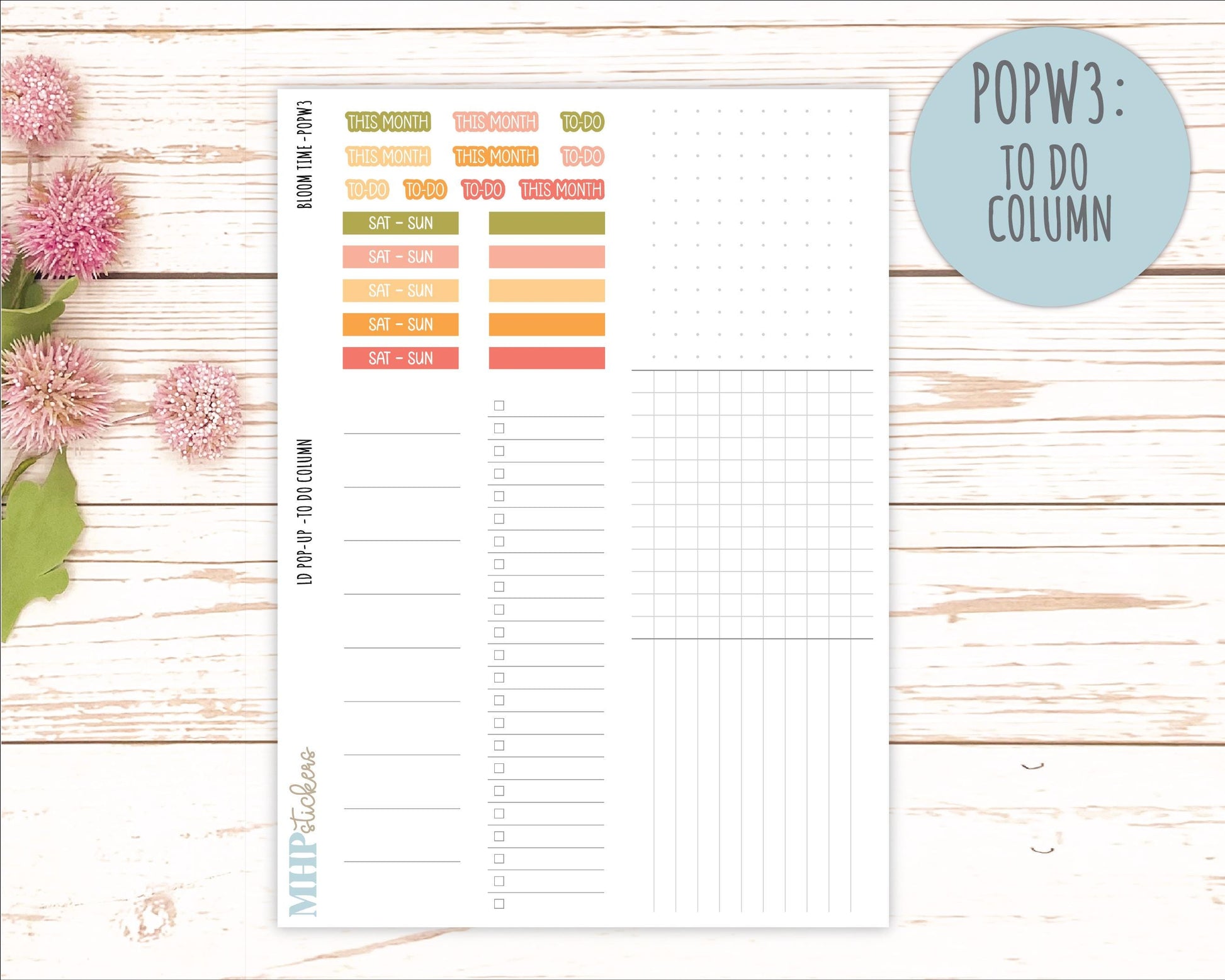 June 2025 Stickers for Laurel Denise POP-UP Planner. "Bloom Time" || POPBT