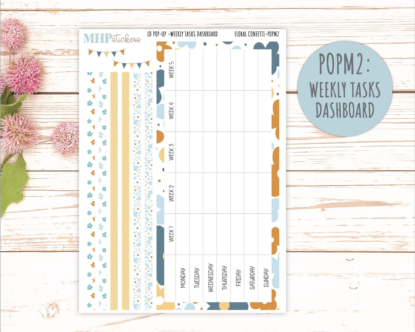 June 2025 Stickers for Laurel Denise POP-UP Planner. "Floral Confetti" || POPFC