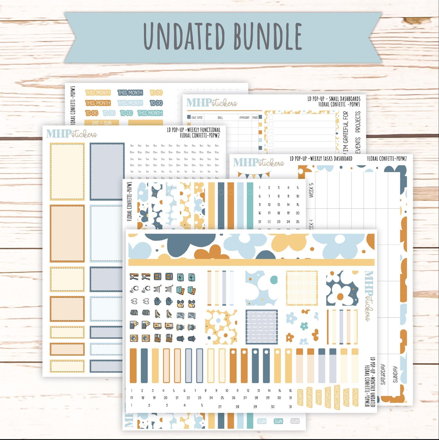 June 2025 Stickers for Laurel Denise POP-UP Planner. "Floral Confetti" || POPFC