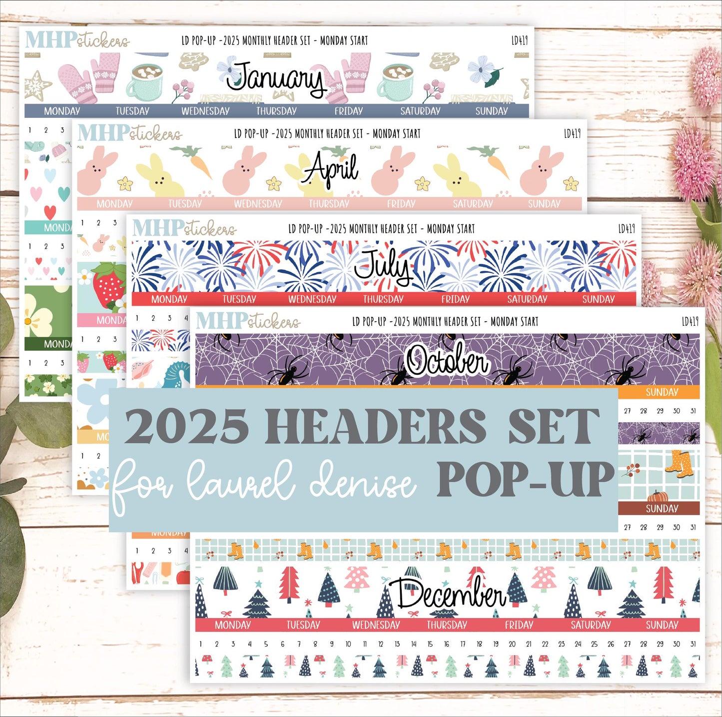 2025 Monthly Headers Set for Laurel Denise POP-UP || LD419