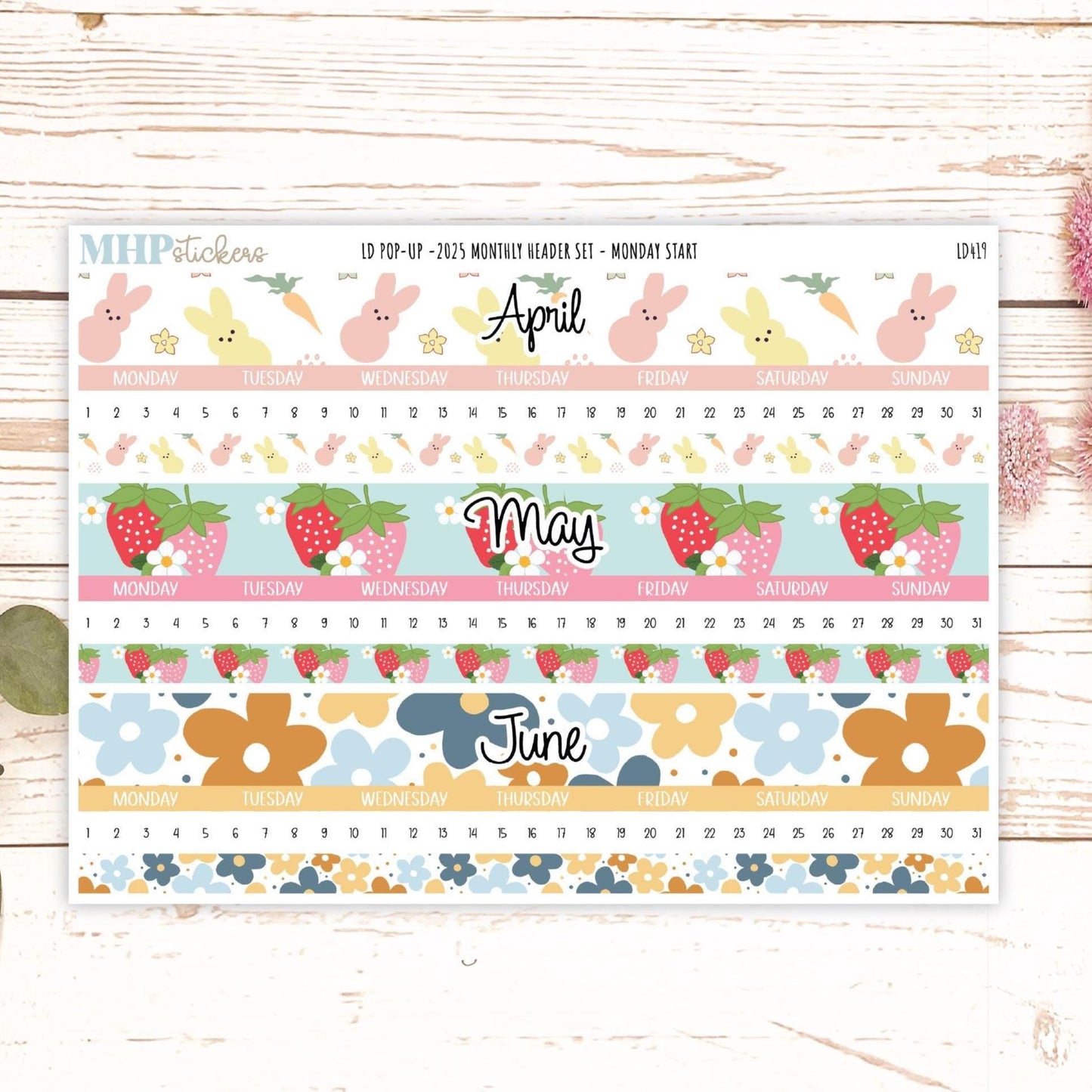 2025 Monthly Headers Set for Laurel Denise POP-UP || LD419