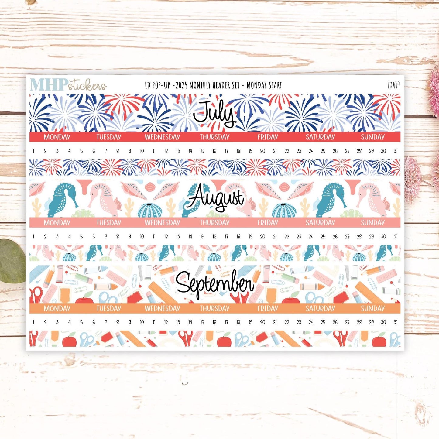 2025 Monthly Headers Set for Laurel Denise POP-UP || LD419