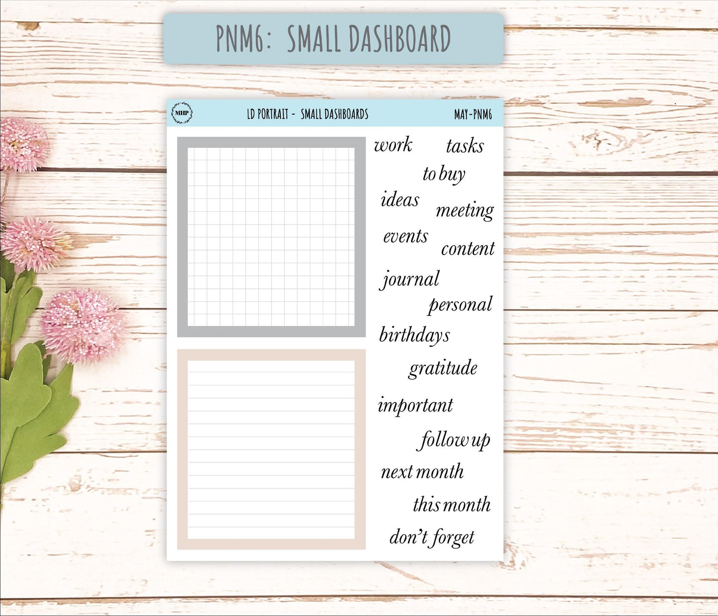 MAY Stickers for Laurel Denise Portrait Planners. Neutral Color || PN