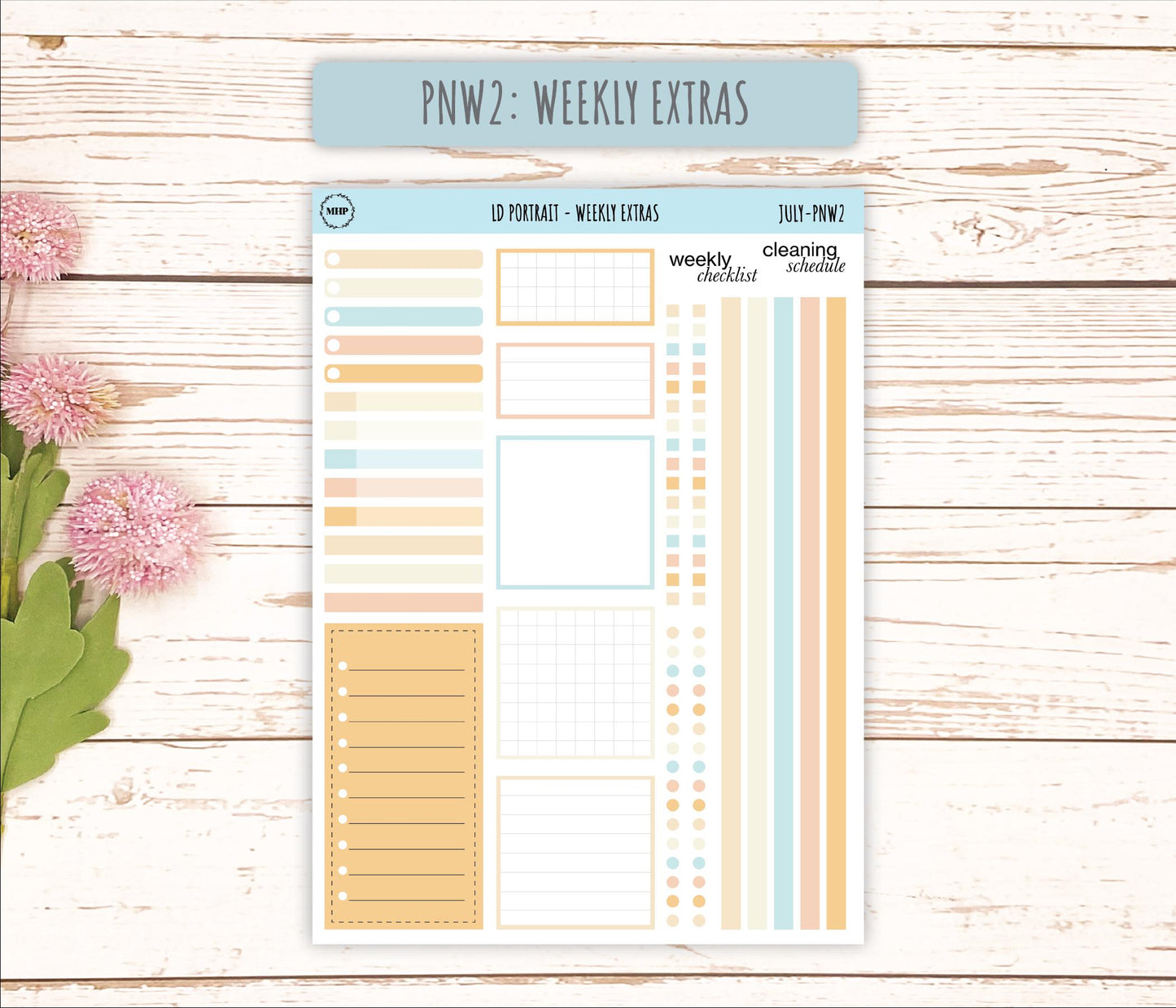 JULY Stickers for Laurel Denise Portrait Planners. Neutral Color || PN
