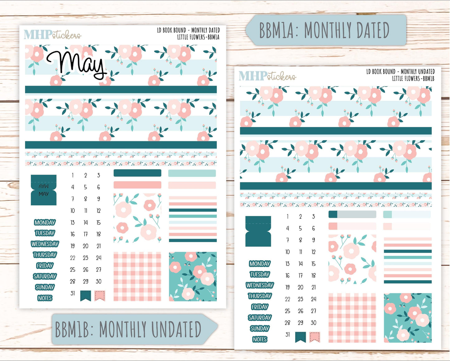 May 2025 Stickers for Laurel Denise BOOK BOUND Planner. "Little Flowers" || BB