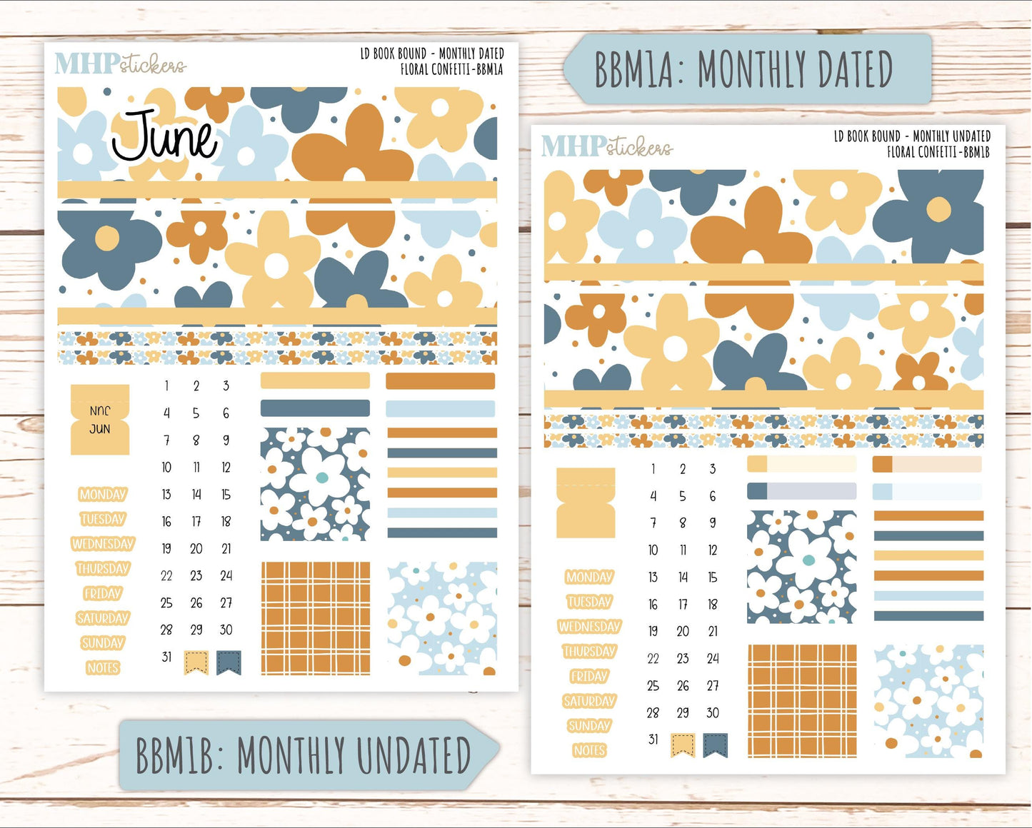 June 2025 Stickers for Laurel Denise BOOK BOUND Planner. "Floral Confetti" || BB