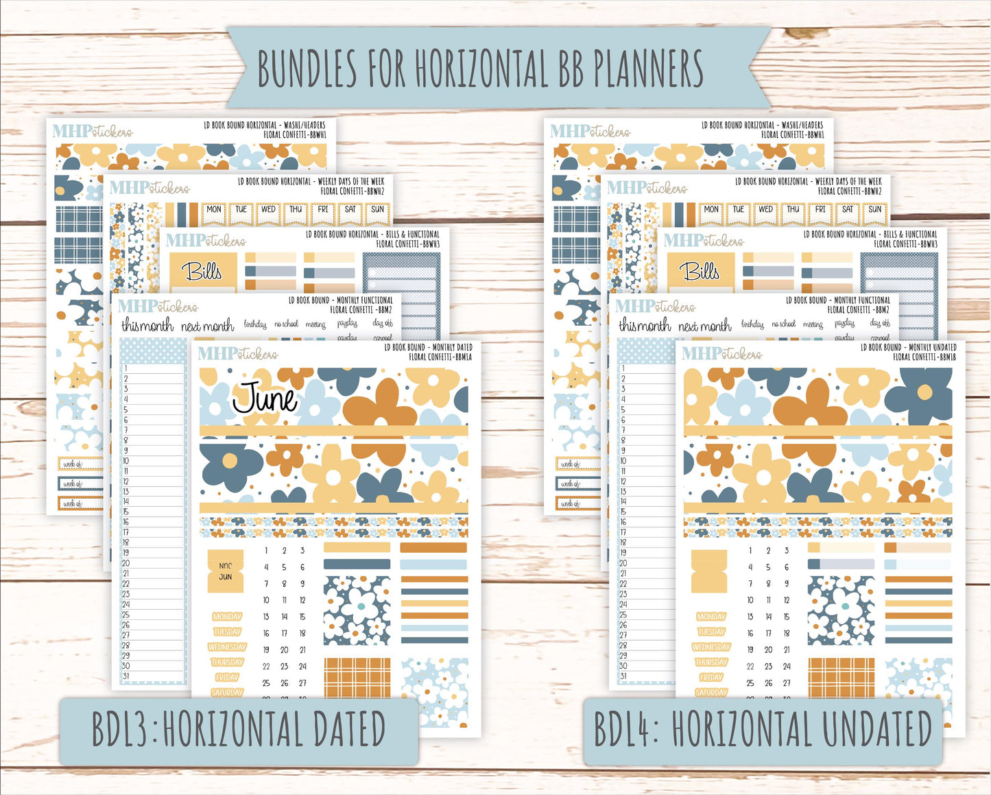 June 2025 Stickers for Laurel Denise BOOK BOUND Planner. "Floral Confetti" || BB